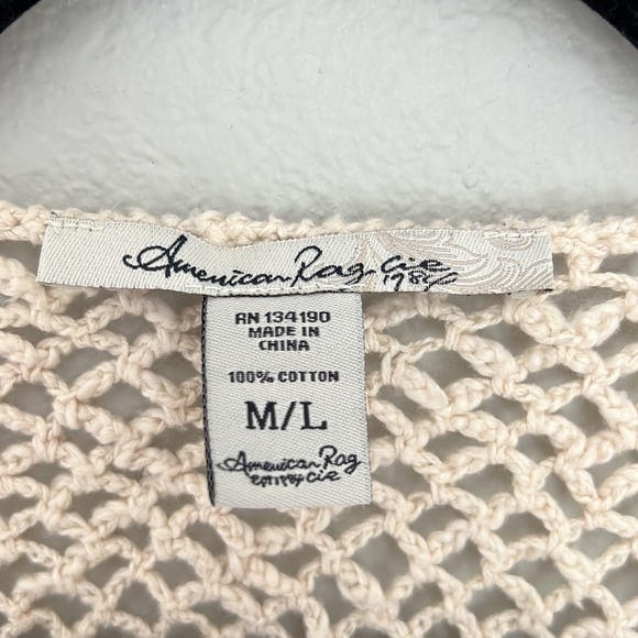 American Rag | Crochet Boho Vest Kimono Cotton Medium / Large - Picture 2 of 5